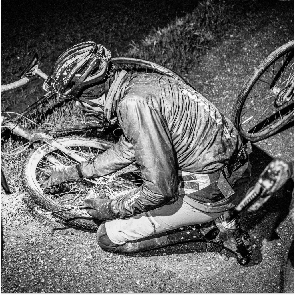 Flat tire in endurance event